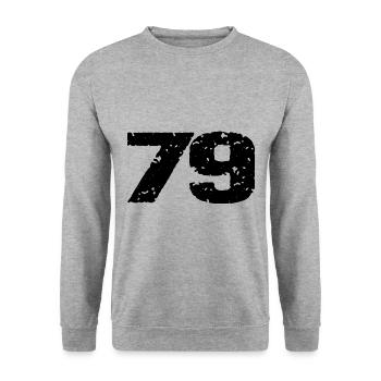 79 Number jersey - Unisex Sweatshirt - salt & pepper - Front - Alina (178cm) & Michal (187cm)