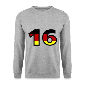 16 Numéro Allemagne Jersey - Sweat-shirt Unisexe - gris chiné - Devant - Alina (178cm) & Michal (187cm)
