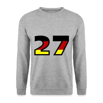 27 Numéro Allemagne Jersey - Sweat-shirt Unisexe - gris chiné - Devant - Alina (178cm) & Michal (187cm)