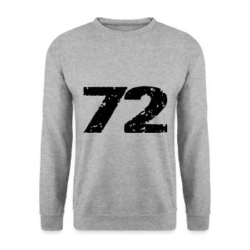 72 Zahl Trikot - Unisex Pullover - Weißgrau meliert - Vorne - Alina (178cm) & Michal (187cm)