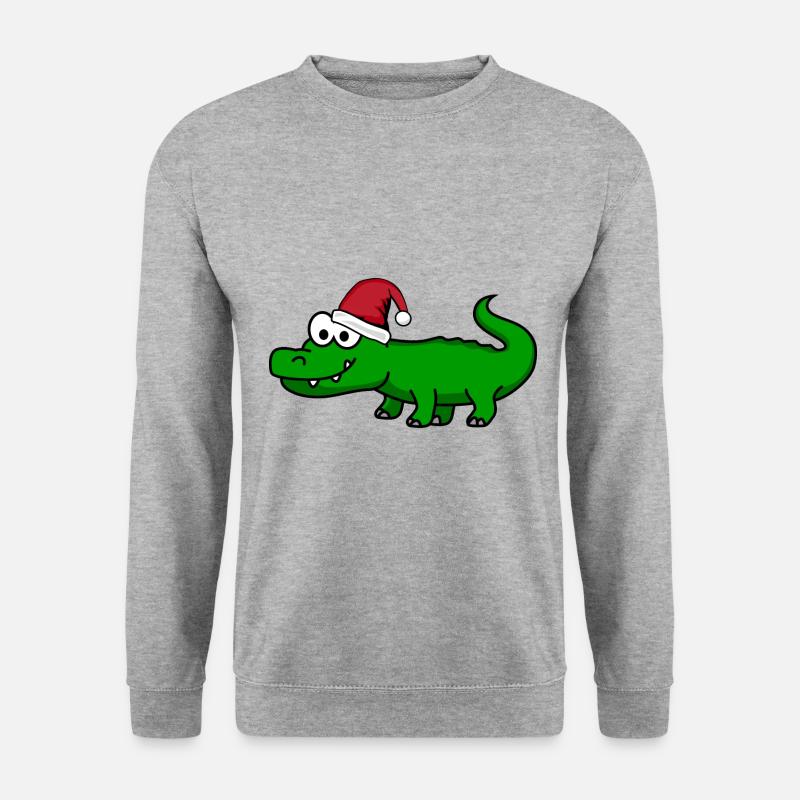 Alligator Weihnachten Comic - Unisex Pullover - Weißgrau meliert