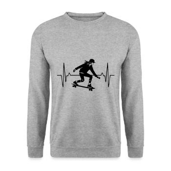 Skateboarding Frau Puls Skateboard - Unisex Pullover - Weißgrau meliert - Vorne - Alina (178cm) & Michal (187cm)