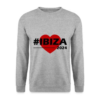 Ibiza 2024 Heart Love - Unisex Sweatshirt - salt & pepper - Front - Alina (178cm) & Michal (187cm)