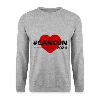 Cancun 2024 Amour du cœur - Sweat-shirt Unisexe - gris chiné - Devant - Alina (178cm) & Michal (187cm)