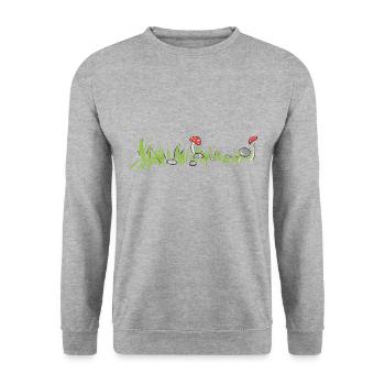 Grass Nature Mushroom Surface Soil - Unisex Sweatshirt - salt & pepper - Front - Alina (178cm) & Michal (187cm)