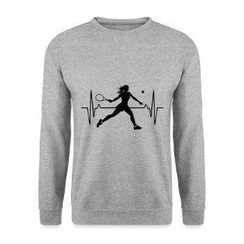 Fréquence d’impulsion du joueur de tennis - Sweat-shirt Unisexe - gris chiné - Devant - Alina (178cm) & Michal (187cm)
