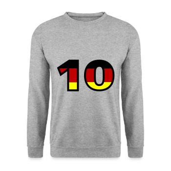 10 Zahl Deutschland Trikot - Unisex Pullover - Weißgrau meliert - Vorne - Alina (178cm) & Michal (187cm)