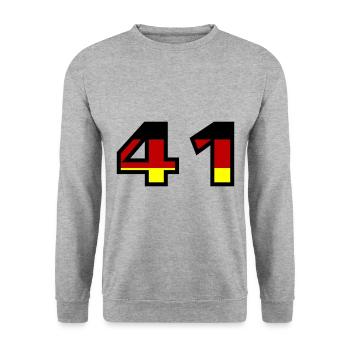 41 Numéro Allemagne Jersey - Sweat-shirt Unisexe - gris chiné - Devant - Alina (178cm) & Michal (187cm)