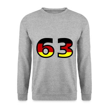 63 Numéro Allemagne Jersey - Sweat-shirt Unisexe - gris chiné - Devant - Alina (178cm) & Michal (187cm)