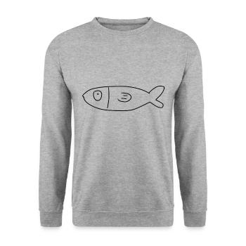 Poisson Symbole Animal - Sweat-shirt Unisexe - gris chiné - Devant - Alina (178cm) & Michal (187cm)