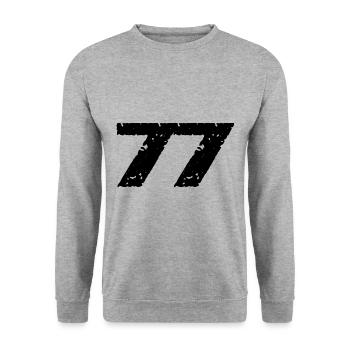 77 Number jersey - Unisex Sweatshirt - salt & pepper - Front - Alina (178cm) & Michal (187cm)