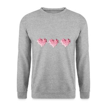 fleurs de rose coeur fleur amour symbole rose - Sweat-shirt Unisexe - gris chiné - Devant - Alina (178cm) & Michal (187cm)