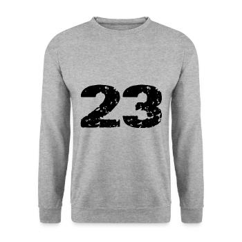 23 Maillot numéro - Sweat-shirt Unisexe - gris chiné - Devant - Alina (178cm) & Michal (187cm)
