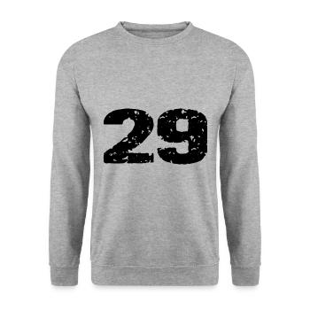 29 Zahl Trikot - Unisex Pullover - Weißgrau meliert - Vorne - Alina (178cm) & Michal (187cm)