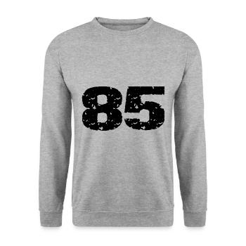 85 Number jersey - Unisex Sweatshirt - salt & pepper - Front - Alina (178cm) & Michal (187cm)