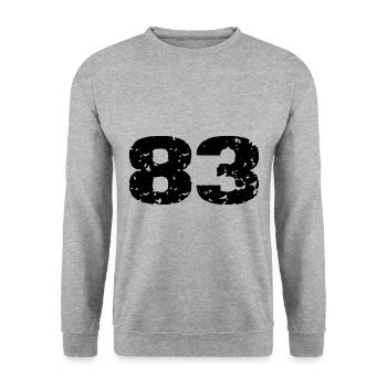 83 Maillot numéro - Sweat-shirt Unisexe - gris chiné - Devant - Alina (178cm) & Michal (187cm)