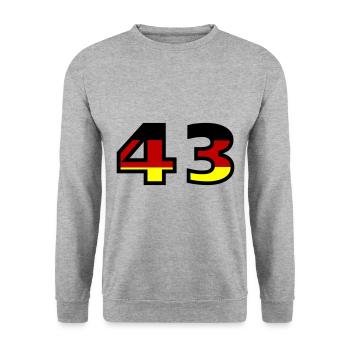 43 Numéro Allemagne Jersey - Sweat-shirt Unisexe - gris chiné - Devant - Alina (178cm) & Michal (187cm)