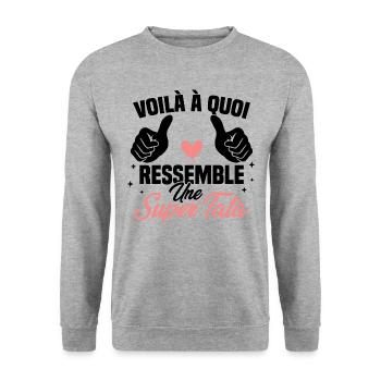 Voilà à quoi ressemble une super tata - Sweat-shirt Unisexe - gris chiné - Devant - Alina (178cm) & Michal (187cm)