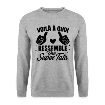 Voilà à quoi ressemble une super tata - Sweat-shirt Unisexe - gris chiné - Devant - Alina (178cm) & Michal (187cm)