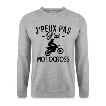 Ich kann kein Motocross haben - Unisex Pullover - Weißgrau meliert - Vorne - Alina (178cm) & Michal (187cm)