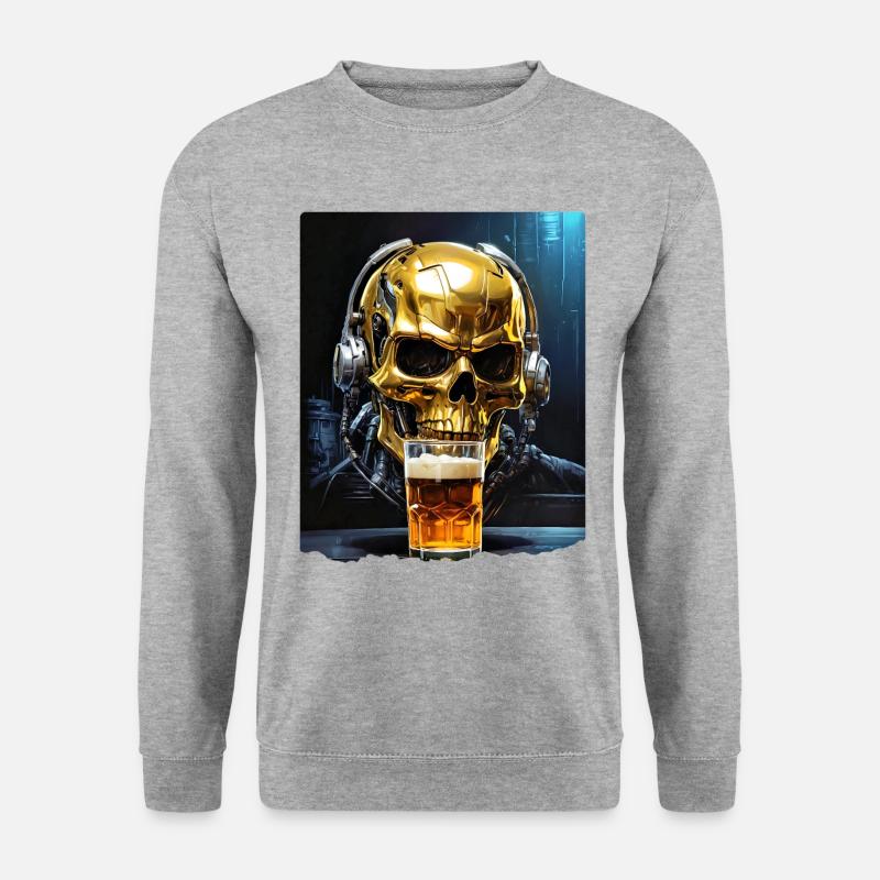 Bier Skull 0.1 - Unisex Pullover - Weißgrau meliert