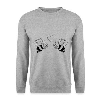 Honigbiene Comic Paar liebe - Unisex Pullover - Weißgrau meliert - Vorne - Alina (178cm) & Michal (187cm)