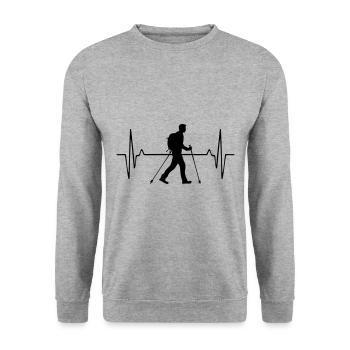 Fréquence d’impulsion de l’homme de marche nordique - Sweat-shirt Unisexe - gris chiné - Devant - Alina (178cm) & Michal (187cm)