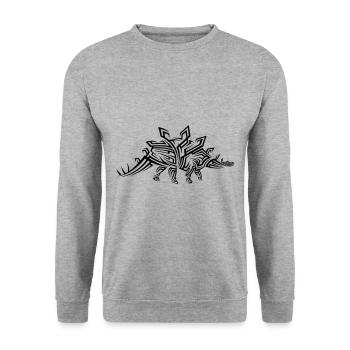 Tatouage tribal dinosaur Stegosaurus - Sweat-shirt Unisexe - gris chiné - Devant - Alina (178cm) & Michal (187cm)