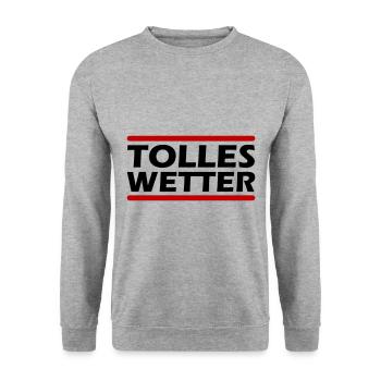 Tolles Wetter - Unisex Pullover - Weißgrau meliert - Vorne - Alina (178cm) & Michal (187cm)