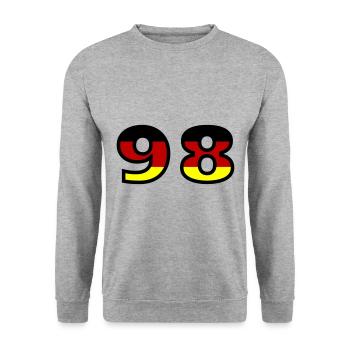 98 Numéro Allemagne Jersey - Sweat-shirt Unisexe - gris chiné - Devant - Alina (178cm) & Michal (187cm)
