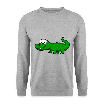 Alligator Comic Animal - Unisex Sweatshirt - salt & pepper - Front - Alina (178cm) & Michal (187cm)