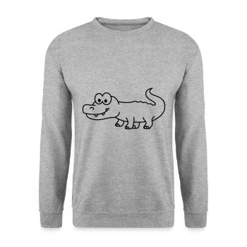 Alligator Comic Animal - Unisex Sweatshirt - salt & pepper - Front - Alina (178cm) & Michal (187cm)