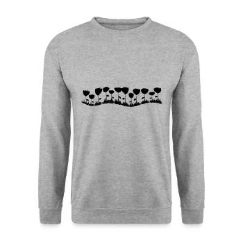 flowers line wave flower - Unisex Sweatshirt - salt & pepper - Front - Alina (178cm) & Michal (187cm)
