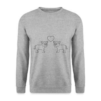 Panther Comic Couple amour - Sweat-shirt Unisexe - gris chiné - Devant - Alina (178cm) & Michal (187cm)