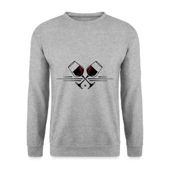 Wine Symbol Red Wine Glass - Unisex Sweatshirt - salt & pepper - Front - Alina (178cm) & Michal (187cm)