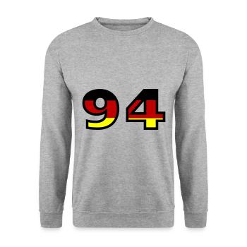 94 Numéro Allemagne Jersey - Sweat-shirt Unisexe - gris chiné - Devant - Alina (178cm) & Michal (187cm)