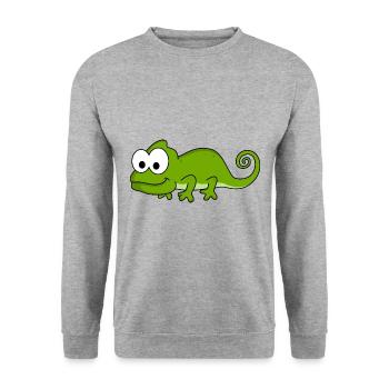 Chameleon Comic Animal - Unisex Sweatshirt - salt & pepper - Front - Alina (178cm) & Michal (187cm)