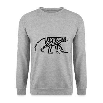 Affe Tribal Tattoo - Unisex Pullover - Weißgrau meliert - Vorne - Alina (178cm) & Michal (187cm)
