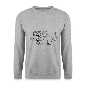 Mouse Comic Animal - Unisex Sweatshirt - salt & pepper - Front - Alina (178cm) & Michal (187cm)