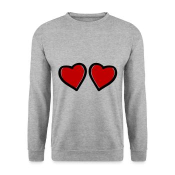 herzen symbol liebe - Unisex Pullover - Weißgrau meliert - Vorne - Alina (178cm) & Michal (187cm)