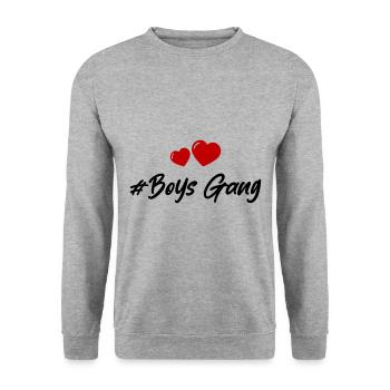 Boys Gang Herz Liebe - Unisex Pullover - Weißgrau meliert - Vorne - Alina (178cm) & Michal (187cm)