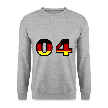 Maillot Allemagne numéro 4 - Sweat-shirt Unisexe - gris chiné - Devant - Alina (178cm) & Michal (187cm)