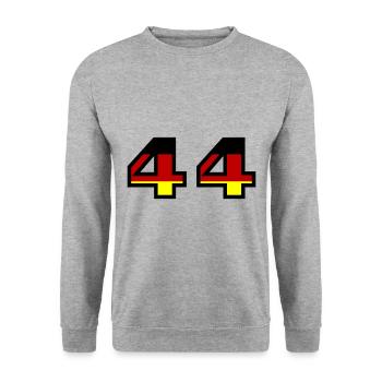 44 Numéro Allemagne Jersey - Sweat-shirt Unisexe - gris chiné - Devant - Alina (178cm) & Michal (187cm)