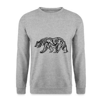 Bär Tribal Tattoo - Unisex Pullover - Weißgrau meliert - Vorne - Alina (178cm) & Michal (187cm)