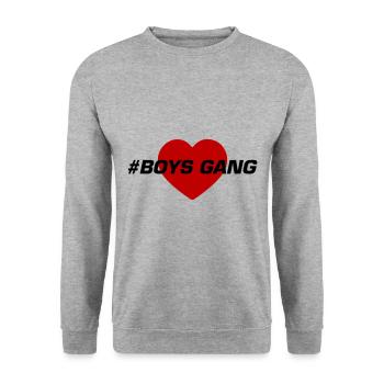 Boys Gang Herz Liebe - Unisex Pullover - Weißgrau meliert - Vorne - Alina (178cm) & Michal (187cm)