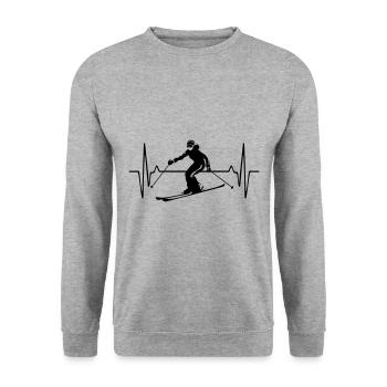 Skiing Skiing Woman Pulse Frequency - Unisex Sweatshirt - salt & pepper - Front - Alina (178cm) & Michal (187cm)