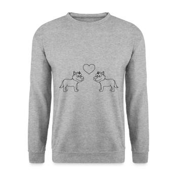 Wolf Comic Paar Liebe - Unisex Pullover - Weißgrau meliert - Vorne - Alina (178cm) & Michal (187cm)