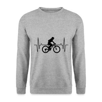 Mountain Bike Bicycle Woman Pulse Frequency - Unisex Sweatshirt - salt & pepper - Front - Alina (178cm) & Michal (187cm)