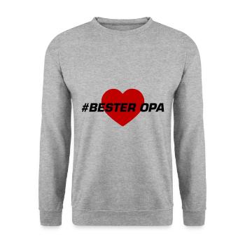 Bester Opa Herz Liebe - Unisex Pullover - Weißgrau meliert - Vorne - Alina (178cm) & Michal (187cm)