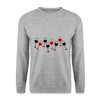 Wine Red Wine Glass - Unisex Sweatshirt - salt & pepper - Front - Alina (178cm) & Michal (187cm)